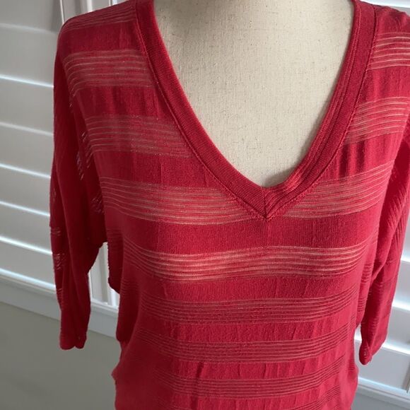 Bobeau 3/4 sleeve top coral sheer sz XS - Picture 2 of 8
